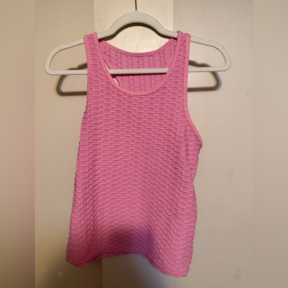 Pink Textured Women's Tank Top